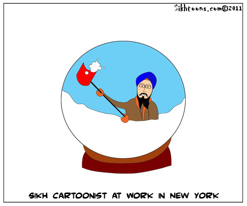 Sikh Cartoonist at Work